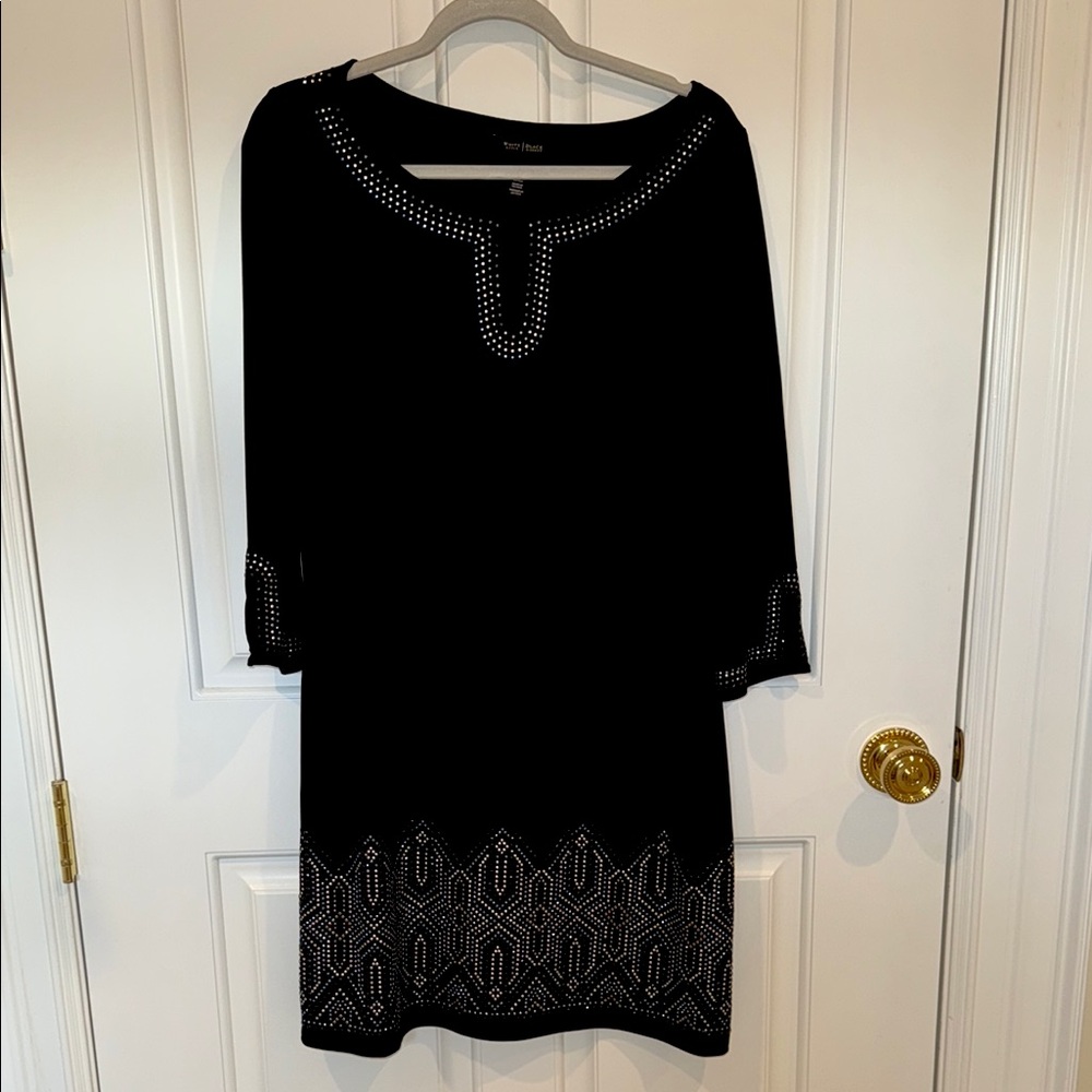 Black Dress with Silver Blue and Black Accents